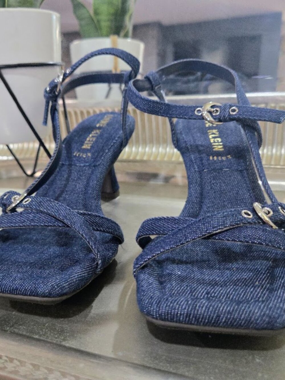 Anne Klein Denim Blue Square Toe iFlex Kitten Heel Slingback 8 NWOB - Picture 11 of 11